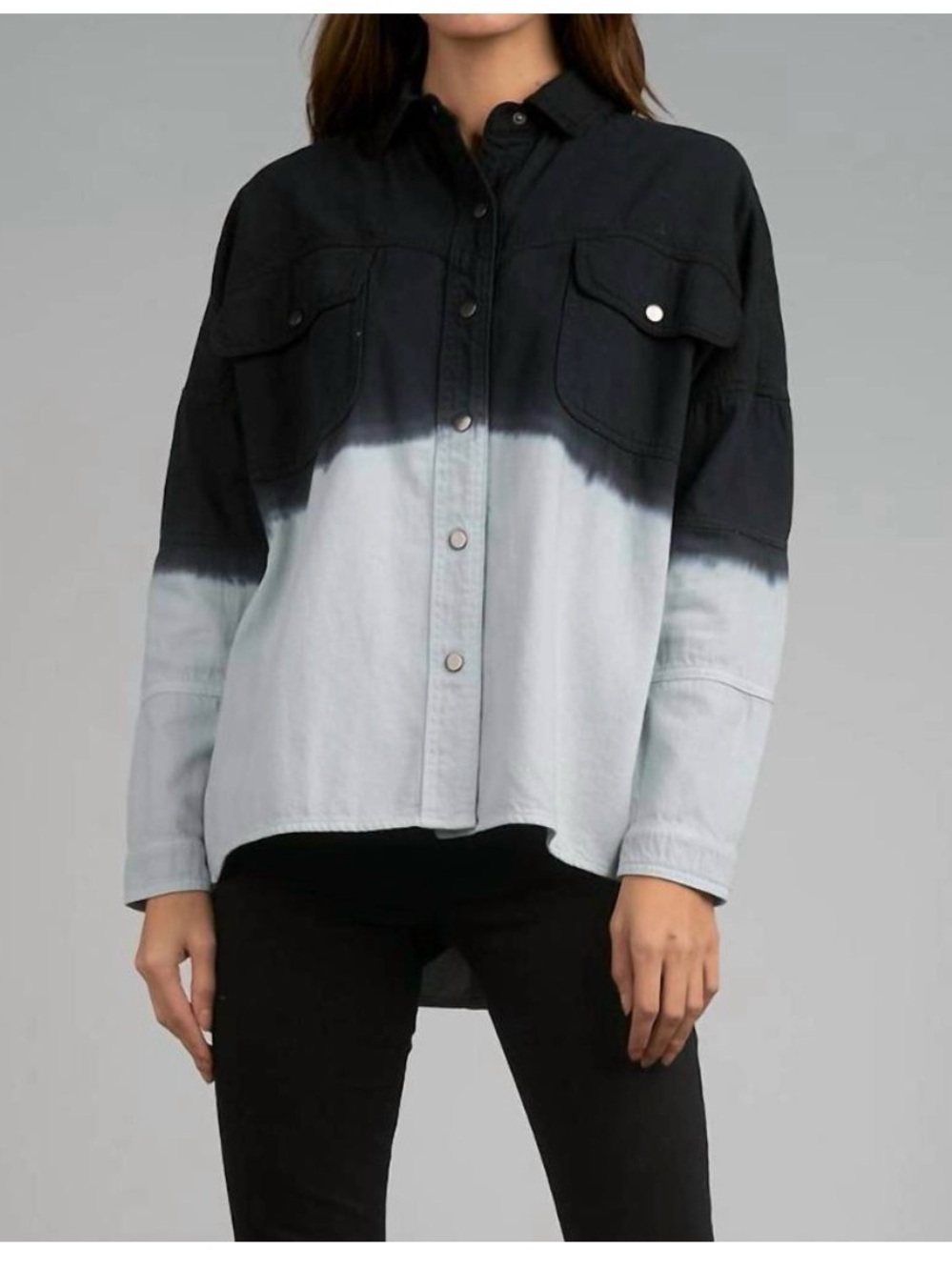 ELAN dip dye rock & roll jacket in black/grey dip dye NWT SZ SMALL